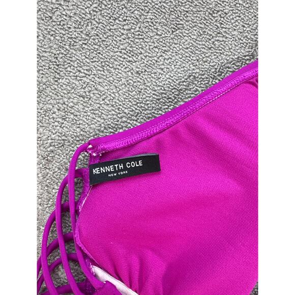 Kenneth Cole New York One Piece Swimsuit Halter Cut Out Sides Fuchsia Medium - Picture 6 of 11